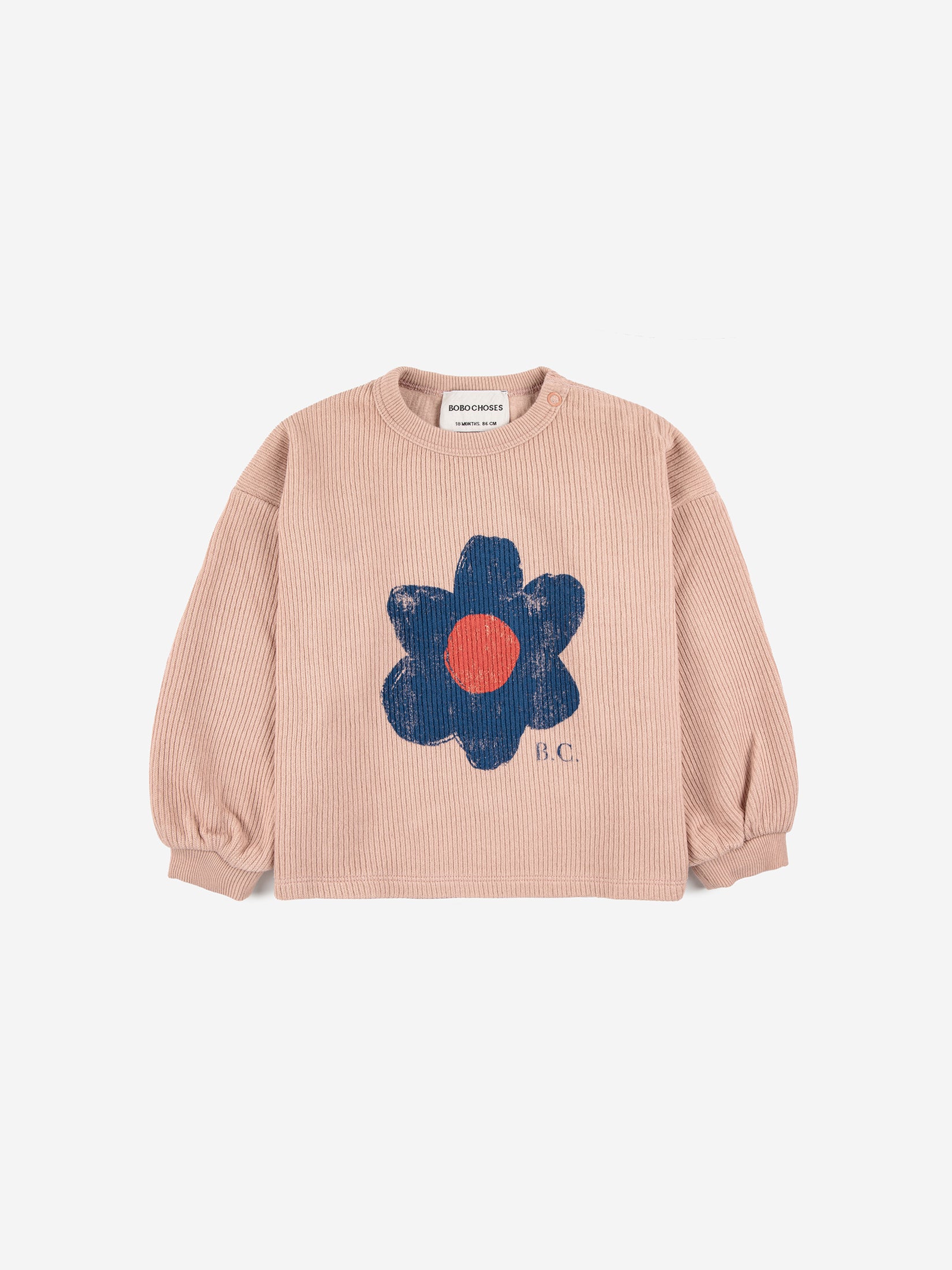 Bobo Choses Baby Pink Big Flower Puff Sleeve Sweatshirt – Panda