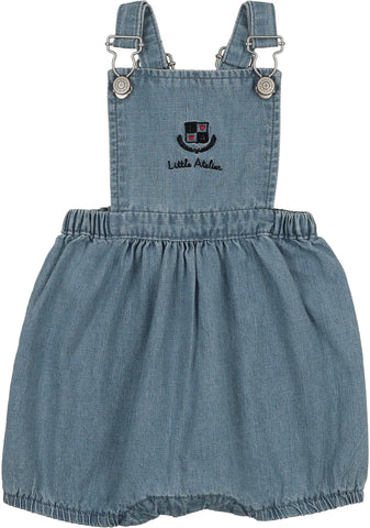 Lil Legs Mid Blue Wash Denim City Girls Romper DCGR-MBWSH
