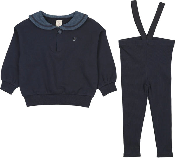 Lil Legs Navy Sweet Campaign Sailor Collar Toddler Boys Set