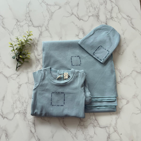 Bonjoy Cloud Blue Cest La Vie Blanket