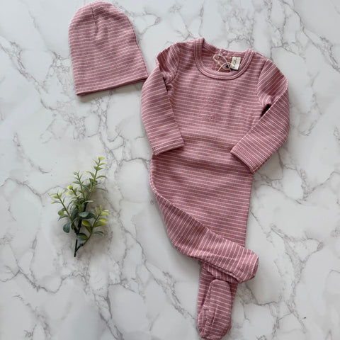 Bonjoy Pink/White Bunny Footie Set