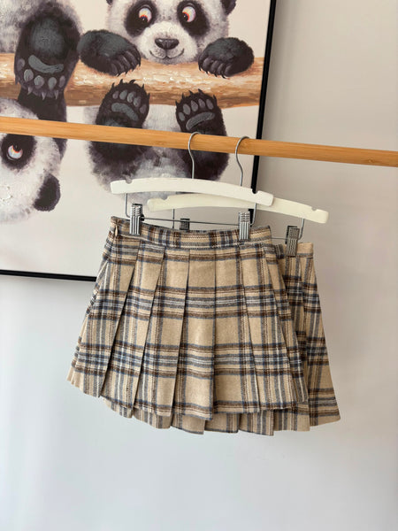 Coco Blanc Blue Plaid Pleated Skirt