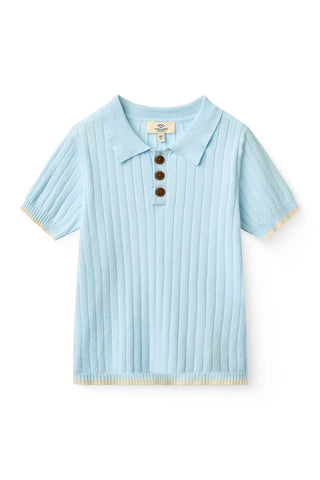 Copenhagen Colors Ice Blue/Cream Rib Knit Polo