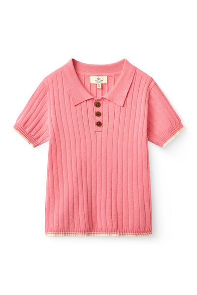 Copenhagen Colors Pink/Cream Rib Knit Polo