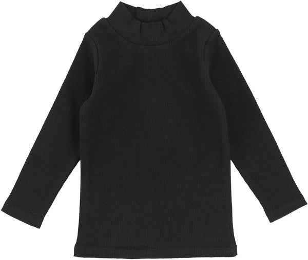 Lil Legs Black Ribbed Mockneck