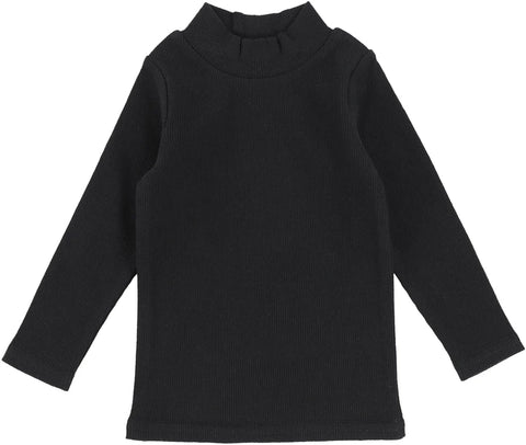 Lil Legs Black Ribbed Mockneck