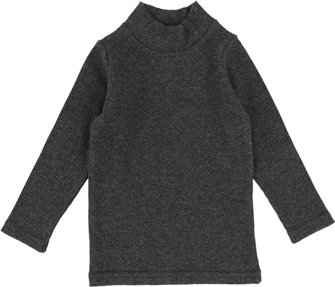 Lil Legs Heather Grey Ribbed Mockneck