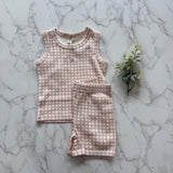 Bonjoy Pink Heart Checkered Dreams Tank & Shorts Set