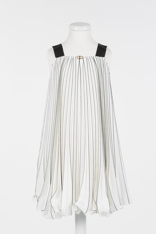 Twinset Black & White Stripe Pleated Dress