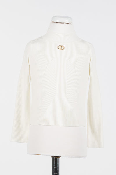 Twinset Off White Knit Turtleneck