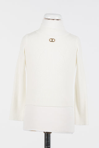 Twinset Off White Knit Turtleneck