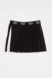 Twinset Black & Off White Pleated Knit Skirt