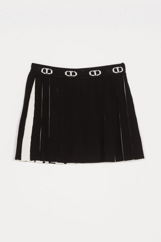 Twinset Black & Off White Pleated Knit Skirt