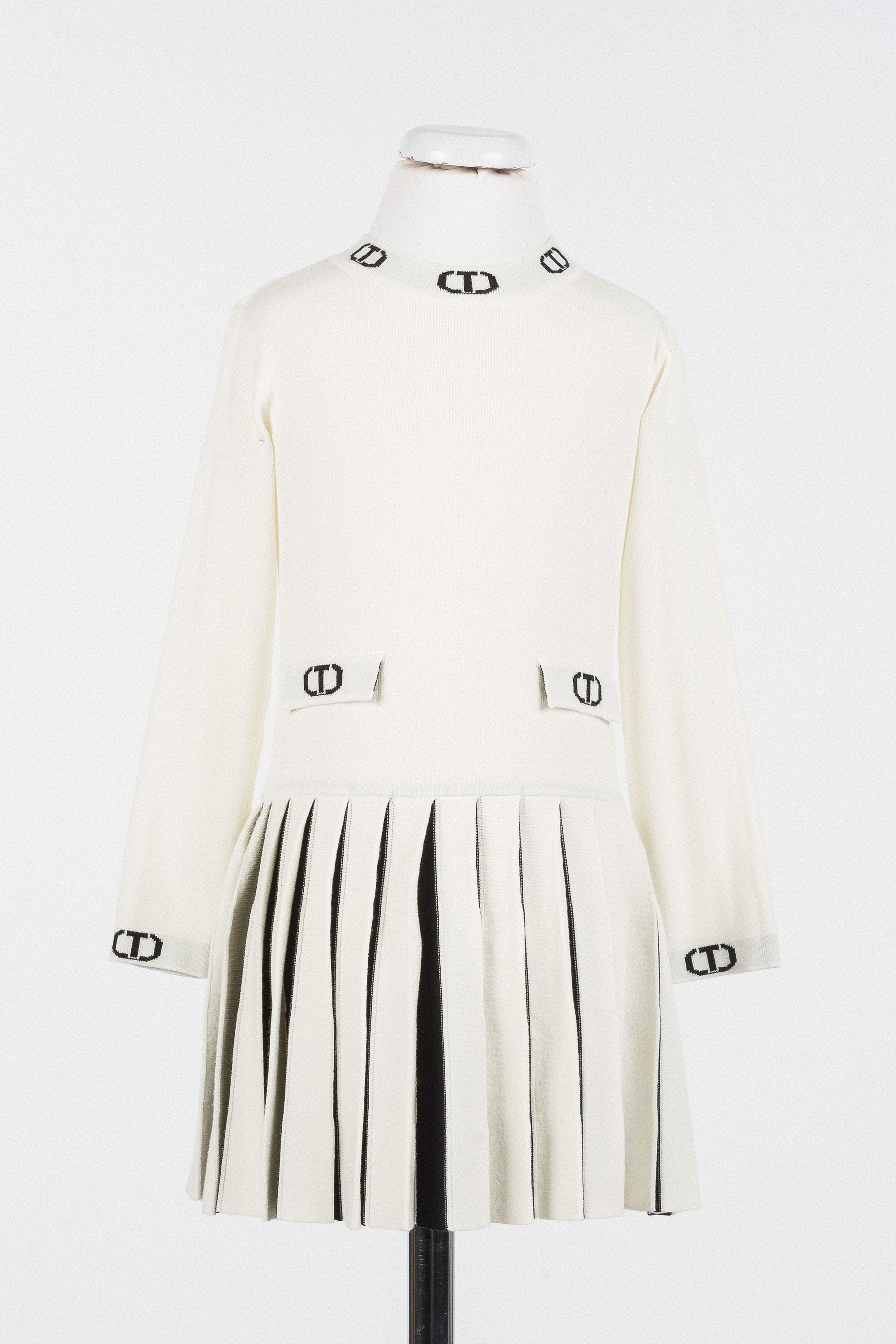 twinset pleated dress Twinset - Long Dress with Pleated Skirt in Satin - Green/Blue - Dress - Made in Italy - Luxury Exclusive Collection
