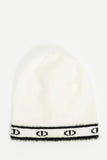 Twinset Off White Logo Knit Hat