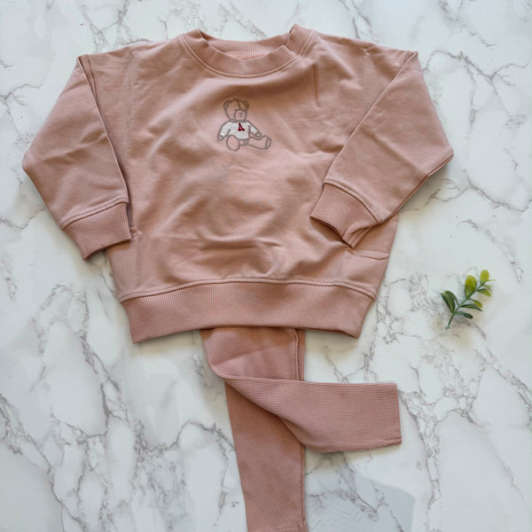 Lilette Dusty Pink Sweet Bear Toddler Set