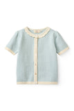 Copenhagen Colors Dusty Blue Check Jaquard Cardigan + Shorts Set