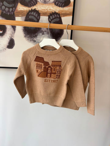 Coco Blanc Tan Graphic Sweater