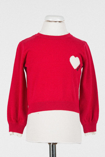 Twinset Magenta/Snow Heart Crewneck
