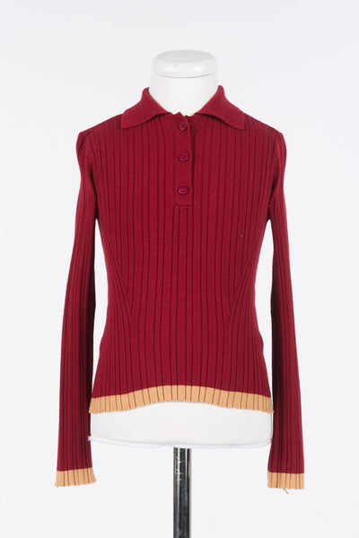 Twinset Red/Iced Coffee Knit Polo