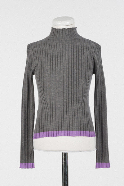 Twinset Dark Grey Melange/Hyacinth Knit Turtleneck