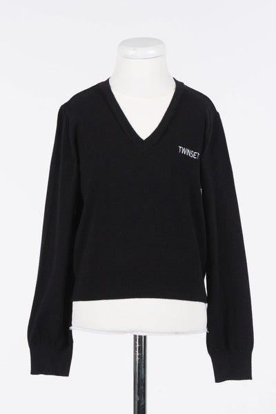 Twinset Black/Snow Knit V-neck