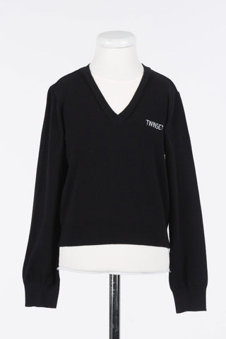 Twinset Black/Snow Knit V-neck