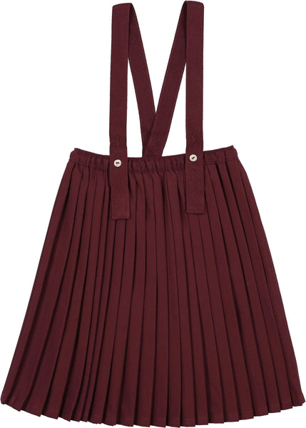 Lil Legs Analogie Deep Red Knife Pleated Suspender Skirt