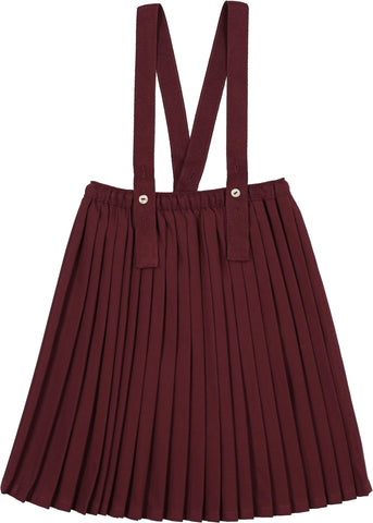 Lil Legs Analogie Deep Red Knife Pleated Suspender Skirt