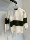 Manuell Frank Winter White & Olive Crewneck Knit Sweater