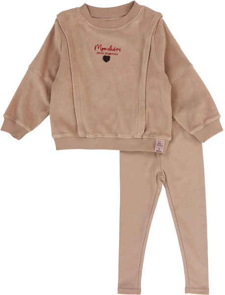 Lil Legs Dried Rose Velour Girls Sweatshirt Set
