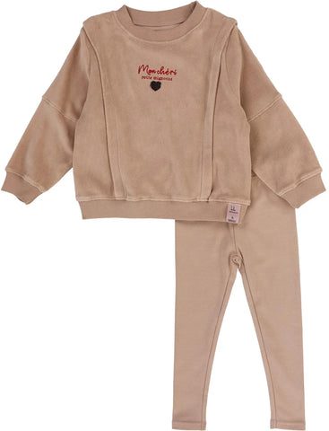 Lil Legs Dried Rose Velour Girls Sweatshirt Set