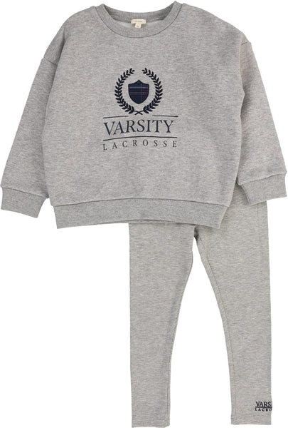 Lil Legs Light Grey Heather Big Logo Fan Club Boys Sweatshirt Set
