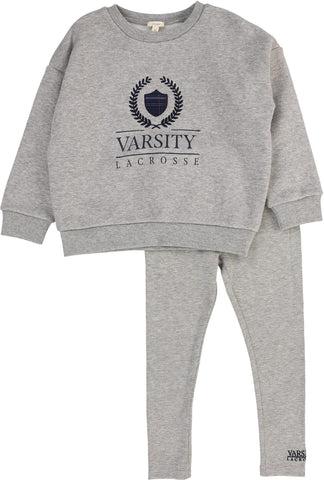 Lil Legs Light Grey Heather Big Logo Fan Club Boys Sweatshirt Set