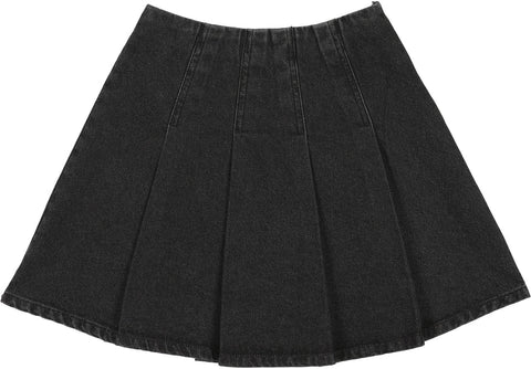Lil Legs Black Denim Pleated Skirt