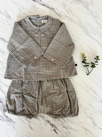 Bene Bene Grayish Blue Duket Check Shirt Set