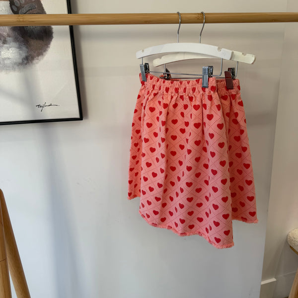 Piupiuchick Pink/Red Hearts All Over Knee Length Skirt