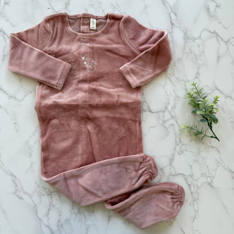 Lilette Deep Pink Velour Forest Graphic Footie