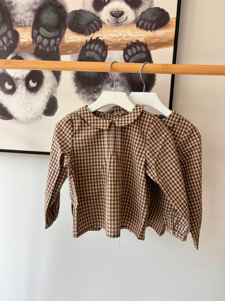 Coco Blanc Camel Gingaham Peter Pan Shirt