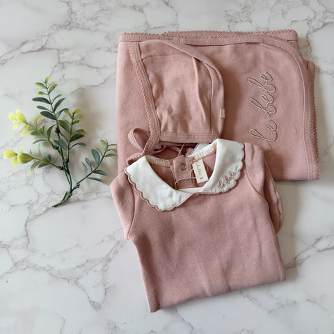 Lilette Dusty Pink Le Bebe Pointelle Blanket