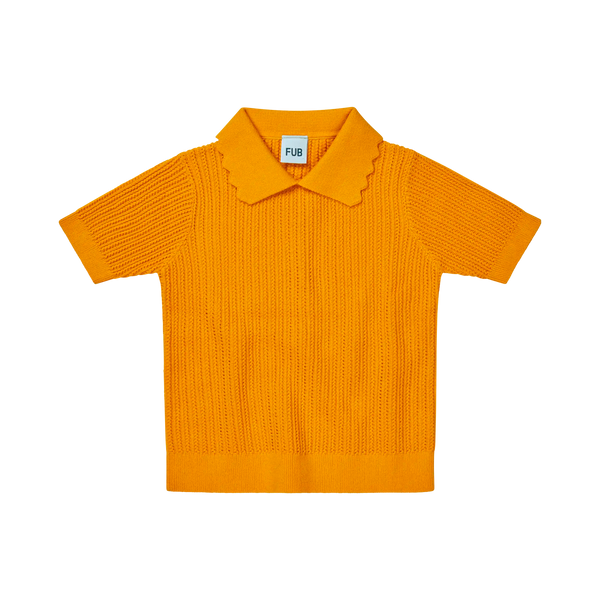 FUB Sunflower Pointelle Rib Polo Top