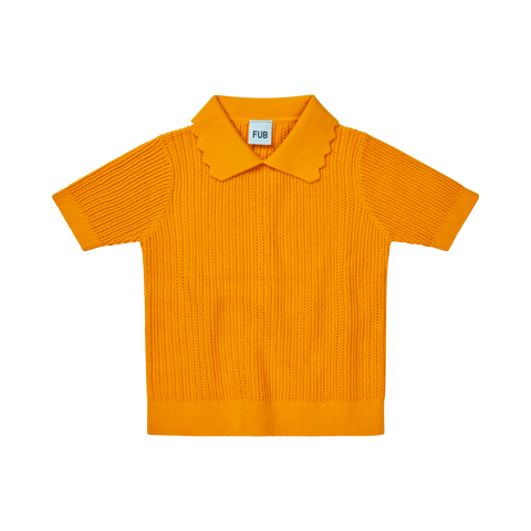 FUB Sunflower Pointelle Rib Polo Top