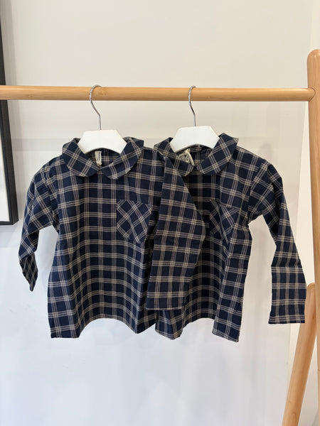 Babe & Tess Baby Blue Checked Tazio Shirt