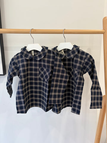 Babe & Tess Baby Blue Checked Tazio Shirt