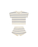 Quincy Mae Natural Blue Stripe Relaxed Summer Knit Set