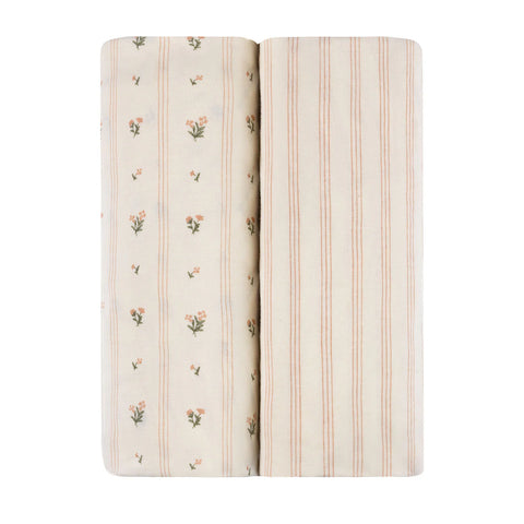 Ely's & Co Linear Floral Crib/Toddler Bed Sheets