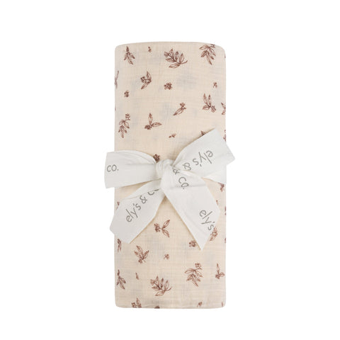 Ely's & Co Brick Elderberry Leaf Muslin Swaddle