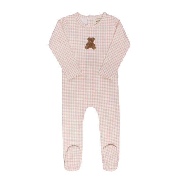 Ely's & Co Pink Gingham Teddy Footie
