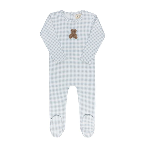 Ely's & Co Blue Gingham Teddy Footie