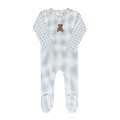 Ely's & Co Blue Gingham Teddy Footie